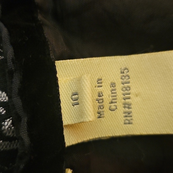 VTG TREVAN Black and Silver Floral Jacquard Velvet Trim Pleated Drop Waist Skirt - Picture 10 of 11